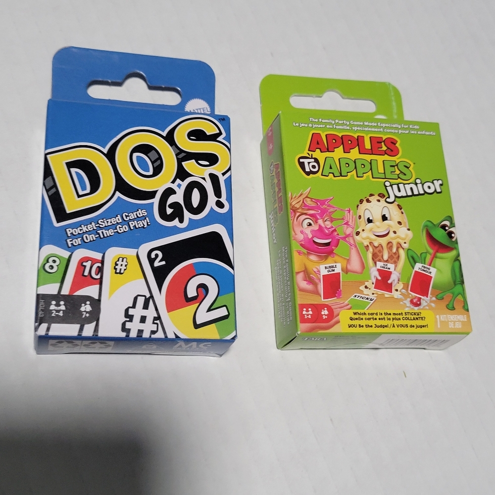 UNO DOS GO and APPLES TO APPLES JUNIOR CARD GAME NWT